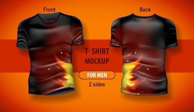 Premium Vector | T-shirt for man front and back with fire flame ...