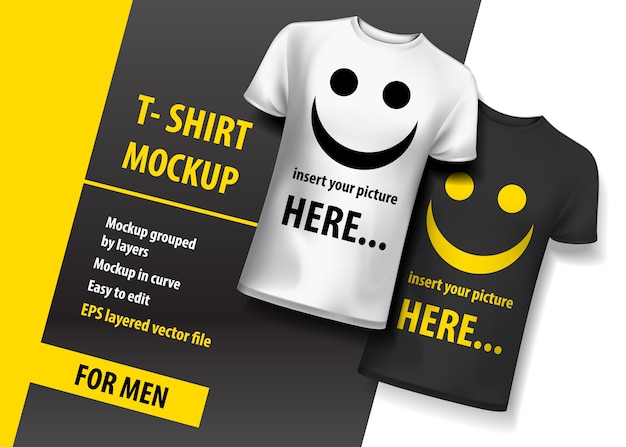 Download Premium Vector | T-shirt mock up. for men. layered and ...