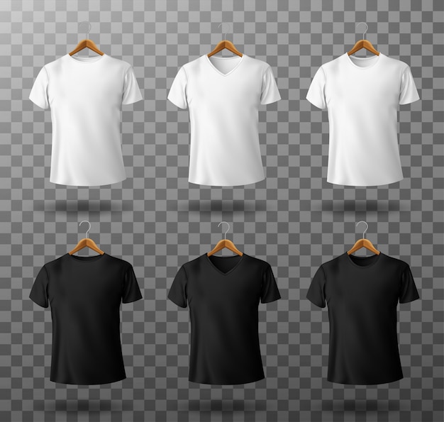 Download T-shirt mockup black and white male t shirt with short ...