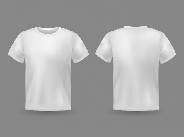 Download Premium Vector T Shirt Mockup White Blank T Shirt Front And Back Views Realistic Sports Clothing Uniform Female And Male Clothes Template Yellowimages Mockups