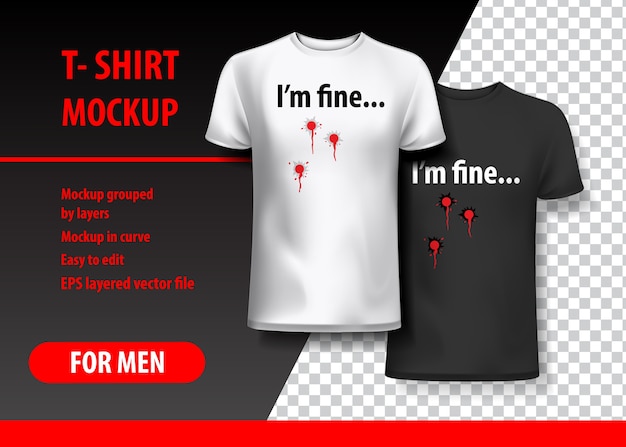 T-shirt mockup with funny phrase in two colors. mockup ...