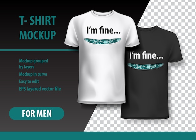 Download T-shirt mockup with funny phrase in two colors. mockup ...