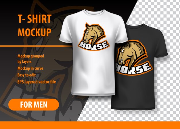 Download T-shirt mockup with horse phrase in two colors | Premium ...