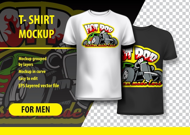 Download T-shirt mockup with hot rod phrase in two colors | Premium ...