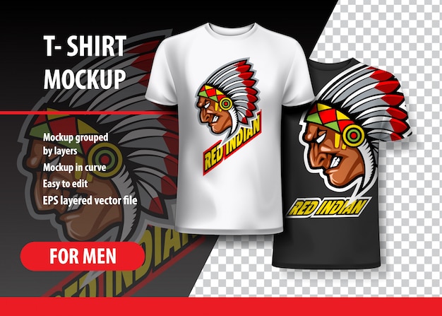 Download T-shirt mockup with indian side head, fully editable ...