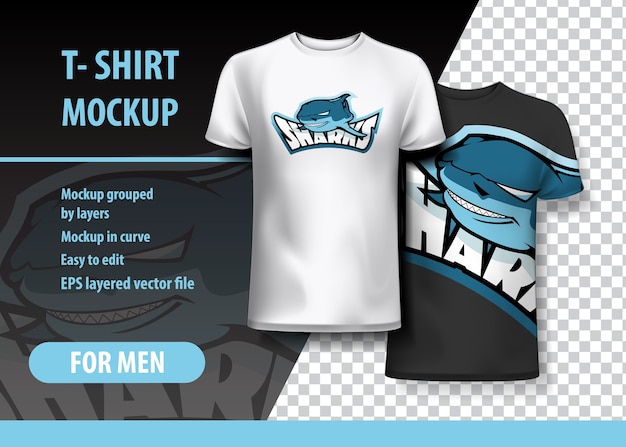 Premium Vector | T-shirt mockup with sharks phrase in two colors.