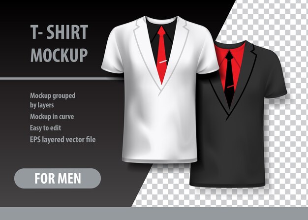 Download T-shirt mockup with suit in two colors. mockup layered and editable. Vector | Premium Download