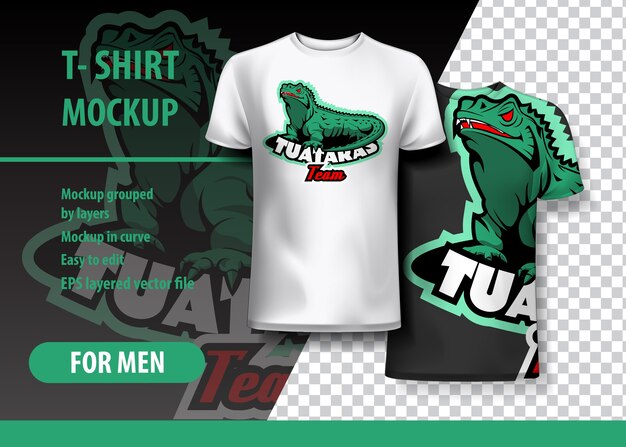 Download T-shirt mockup with tuataras phrase in two colors ...