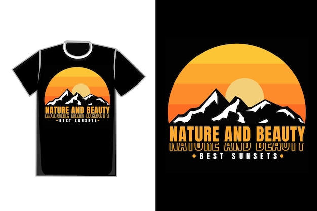 Premium Vector | T-shirt mountain sunset nature beautiful retro vintage ...