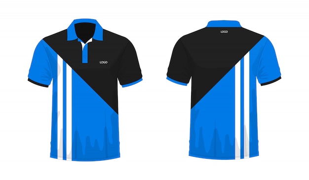 Premium Vector | T-shirt polo blue and black template for design on ...
