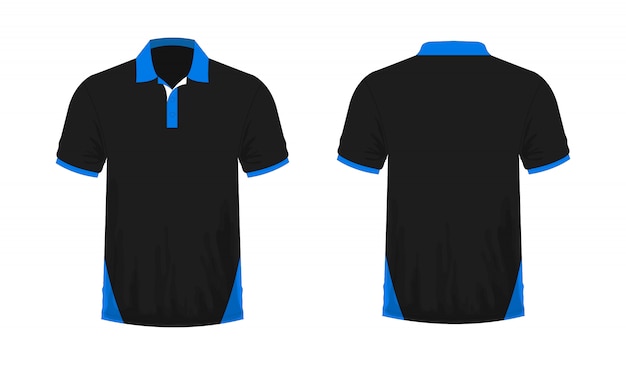 T-shirt polo blue and black template 