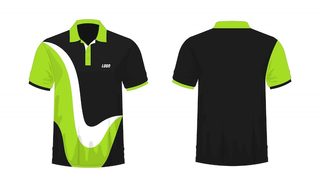 Premium Vector | T-shirt polo green and black template for design