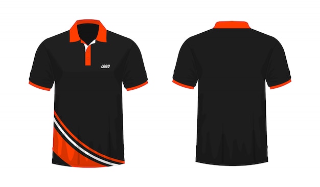 Premium Vector | T-shirt polo orange and black template for design on ...