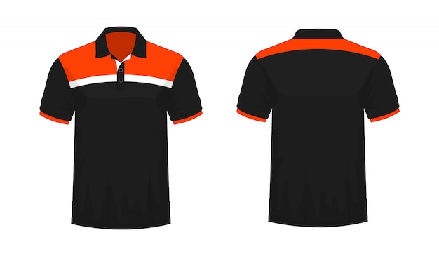 Premium Vector | T-shirt polo orange and black template for design on ...