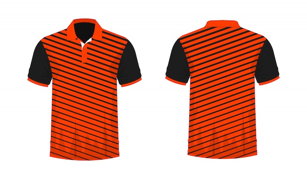 Download T-shirt polo orange and black template for design on white ...