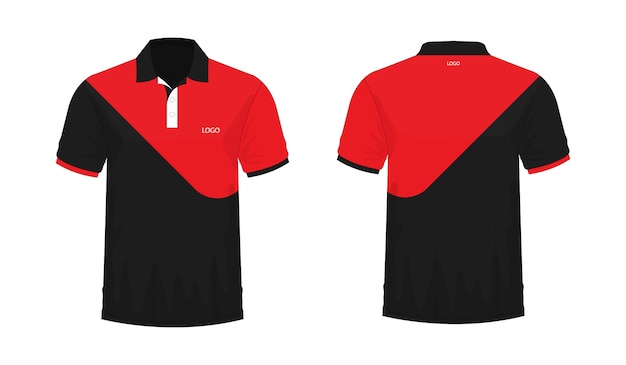 プレミアムベクター 白い背景の上のデザインのtシャツポロ赤と黒のテンプレート ベクトルイラストeps 10