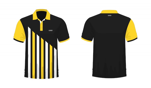 T shirt  polo  yellow and black template for design on white 