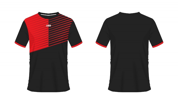 T-shirt red and black soccer or football template for team club on ...