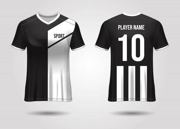 Download Premium Vector T Shirt Sport Design Soccer Jersey Mockup For Football Club Uniform Front And Back View Template Design Template Jersey Realistic