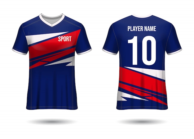 Download Premium Vector T Shirt Sport Design Soccer Jersey Mockup For Football Club Uniform Front And Back View Template Design Template Jersey Realistic Free Mockups