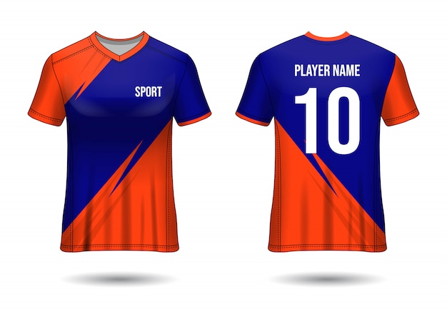 Download Premium Vector T Shirt Sport Design Soccer Jersey Mockup For Football Club Uniform Front And Back View Template Design Template Jersey Realistic