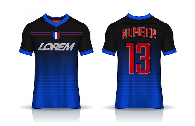 T-shirt sport design template, soccer jersey mockup for ...