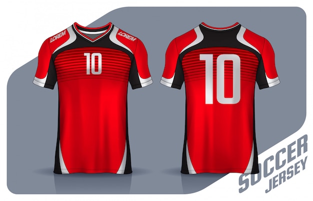 Download T-shirt sport design template, uniform front and back view. Vector | Premium Download