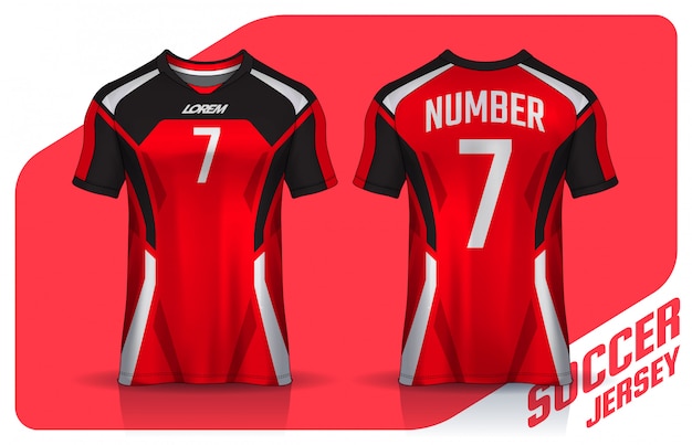 Download T-shirt sport design template, uniform front and back view. Vector | Premium Download