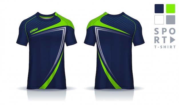 Download T-shirt sport design template, uniform front and back view. Vector | Premium Download