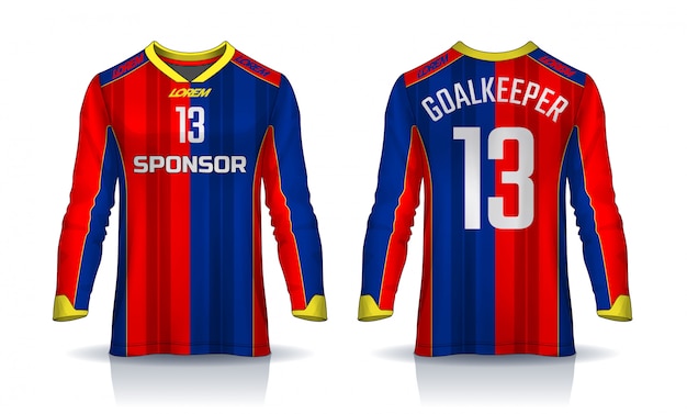 Download T-shirt sport template, long sleeve soccer jersey Vector ...