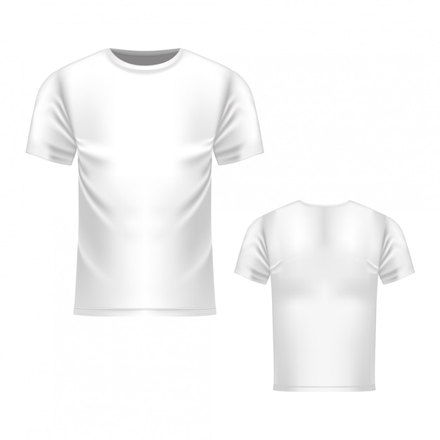 Download T-shirt white template, front and back view. realistic ...