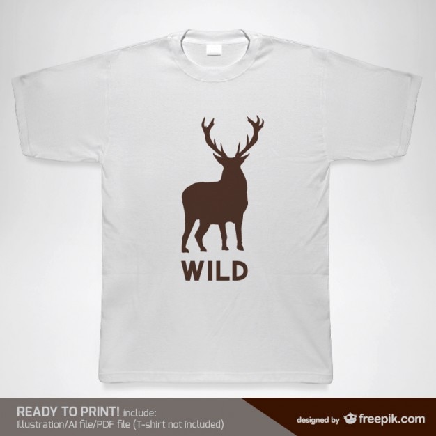 Download Free Vector | T-shirt with a wild deer silhouette