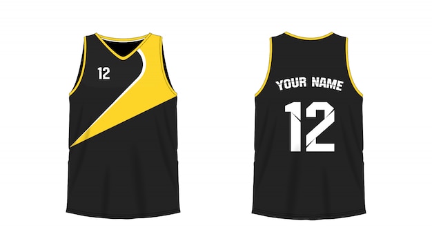 T-shirt yellow and black basketball or football template for team club ...