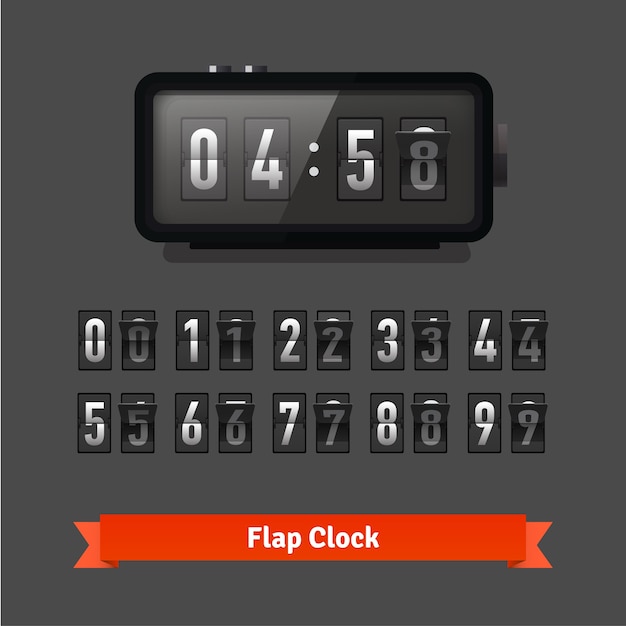 Table flap clock and number counter template Free Vector