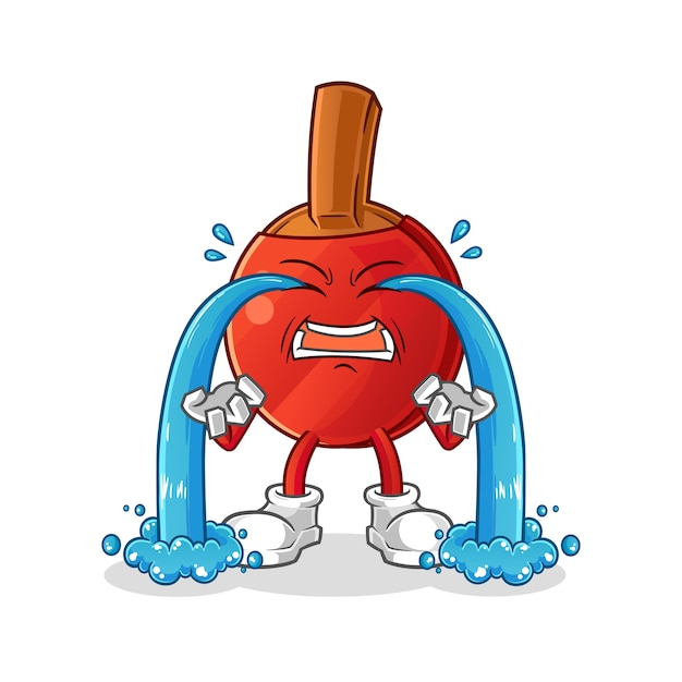卓球のバットが泣いているイラスト キャラクター プレミアムベクター