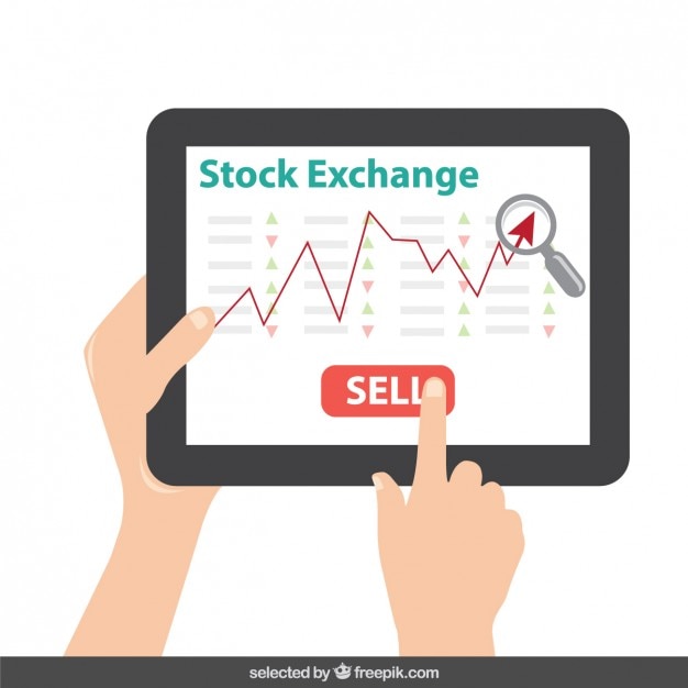 Tablet with stock exchange graphic on screen Free Vector Tablet with stock exchange graphic on screen Free Vector