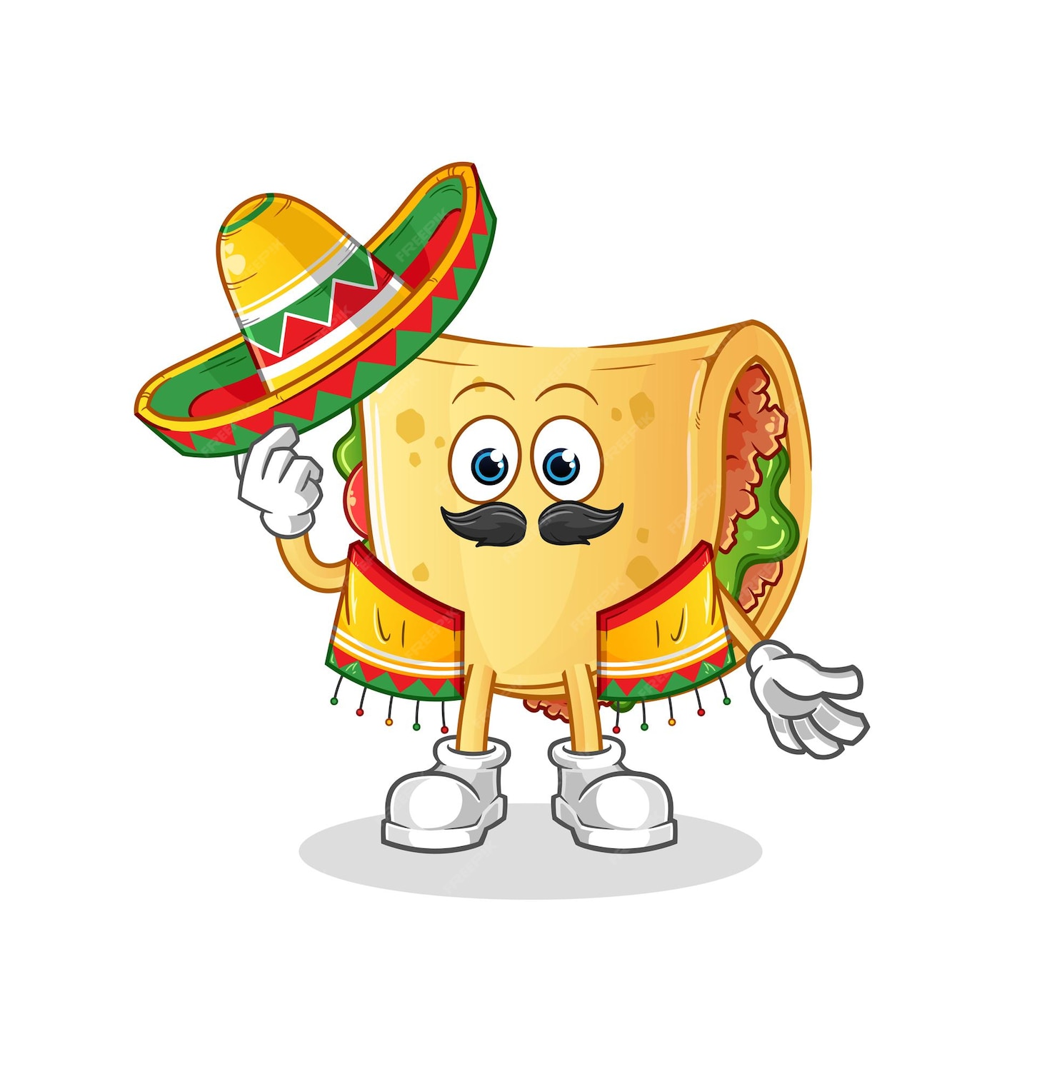 Premium Vector | Taco mexican culture and flag. cartoon mascot vector