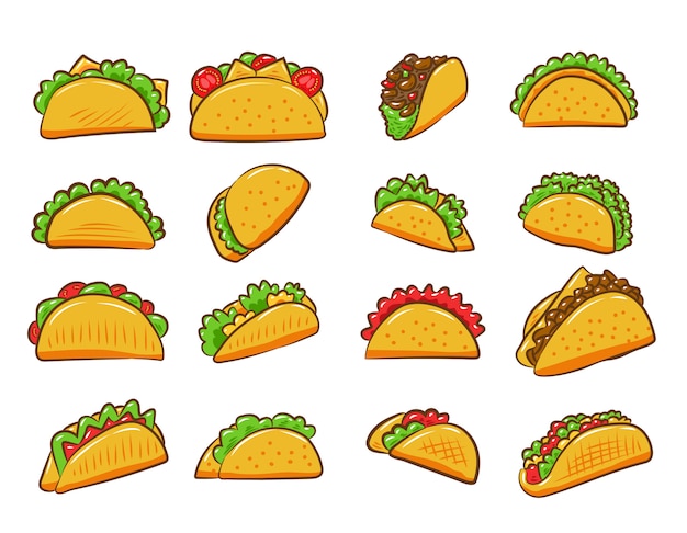 Download Taco vector set collection graphic clipart design ...