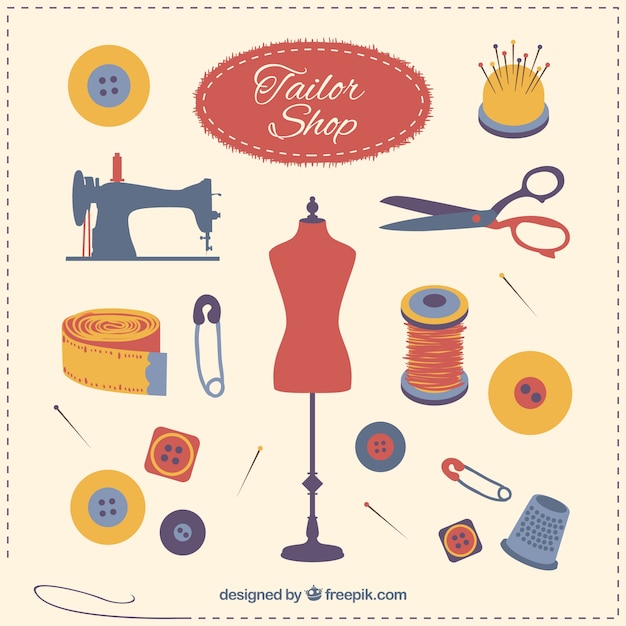 Tailor shop elements | Free Vector