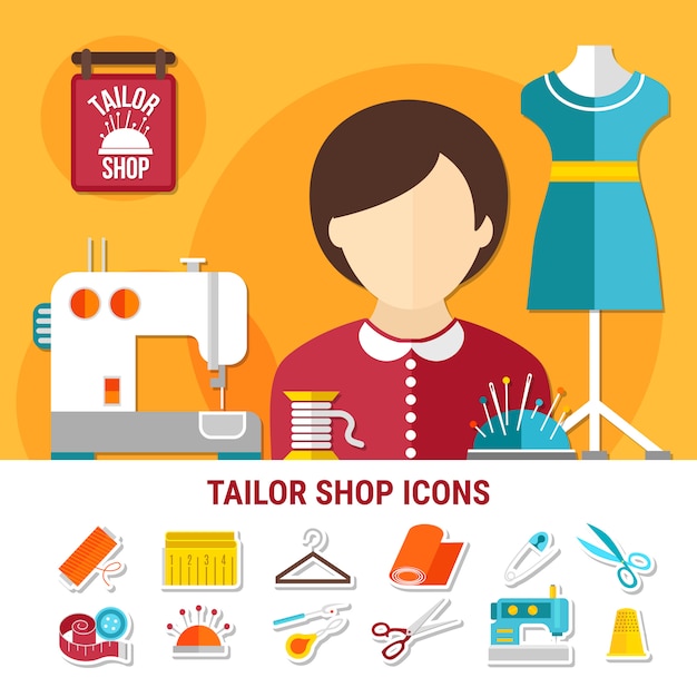 Free Vector | Tailor shop illustration