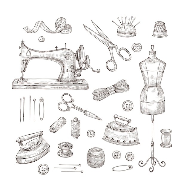Download Free Tailor Shop Sketch Sewing Tools Materials Vintage Clothes Use our free logo maker to create a logo and build your brand. Put your logo on business cards, promotional products, or your website for brand visibility.