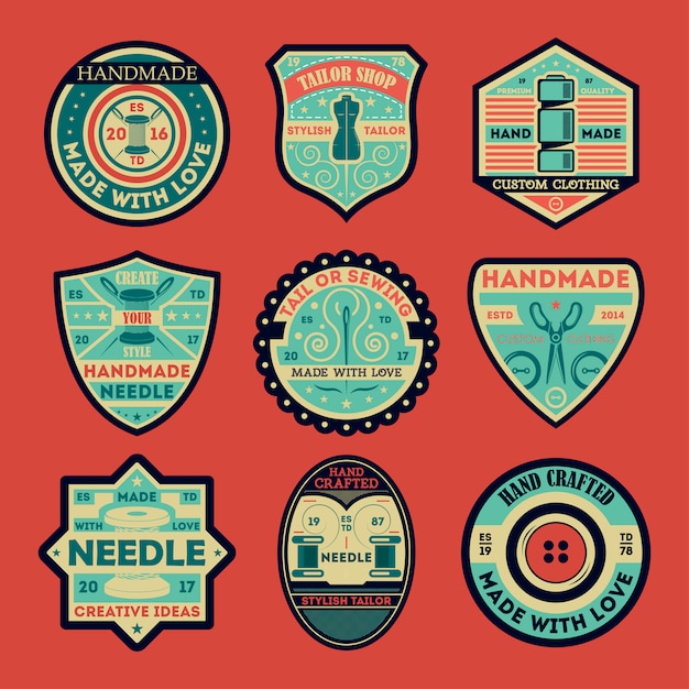 Download Free Tailor Shop Vintage Isolated Label And Badge Set Premium Vector Use our free logo maker to create a logo and build your brand. Put your logo on business cards, promotional products, or your website for brand visibility.