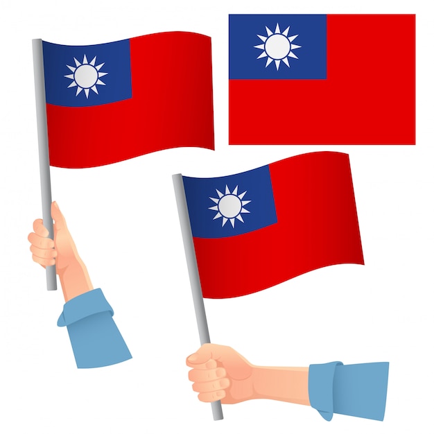 Download Taiwan flag in hand set | Premium Vector