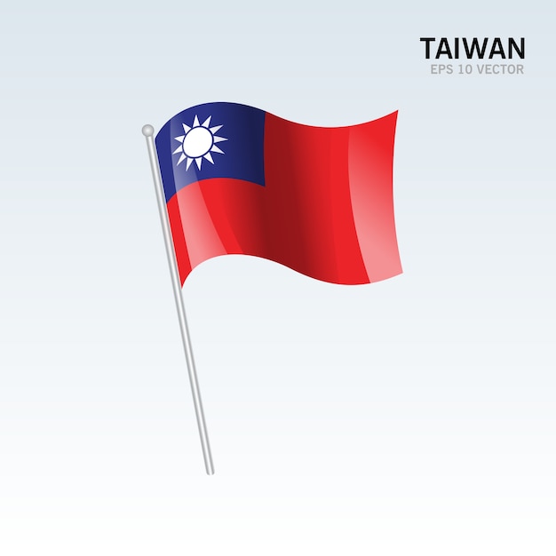 Download Taiwan waving flag isolated on gray background Vector ...