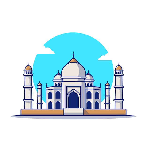 Premium Vector | Taj mahal cartoon icon illustration. famous building