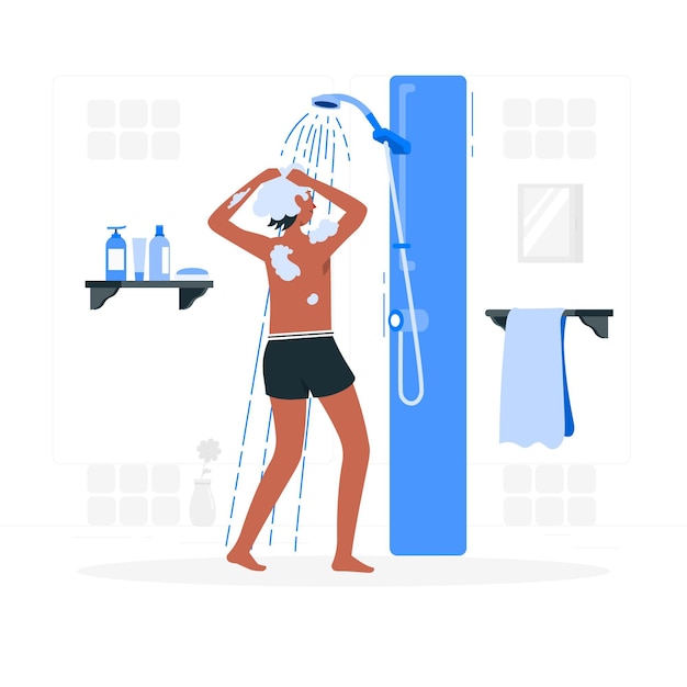 Taking a shower concept illustration Free Vector