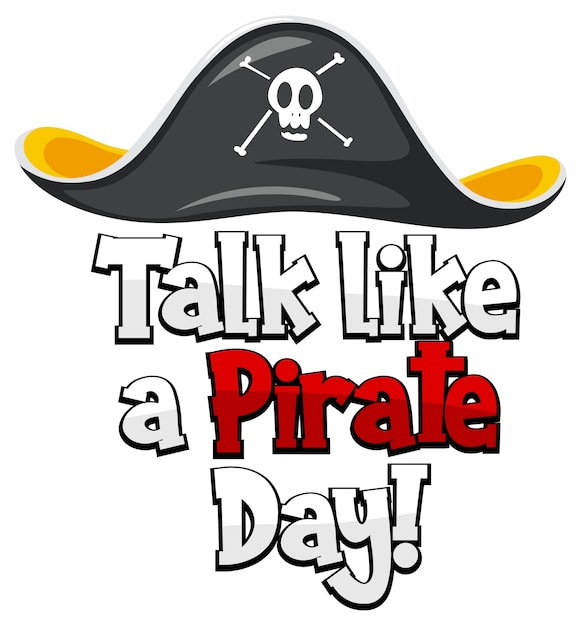 Free Vector Talk like a pirate day logo with a pirate hat on white