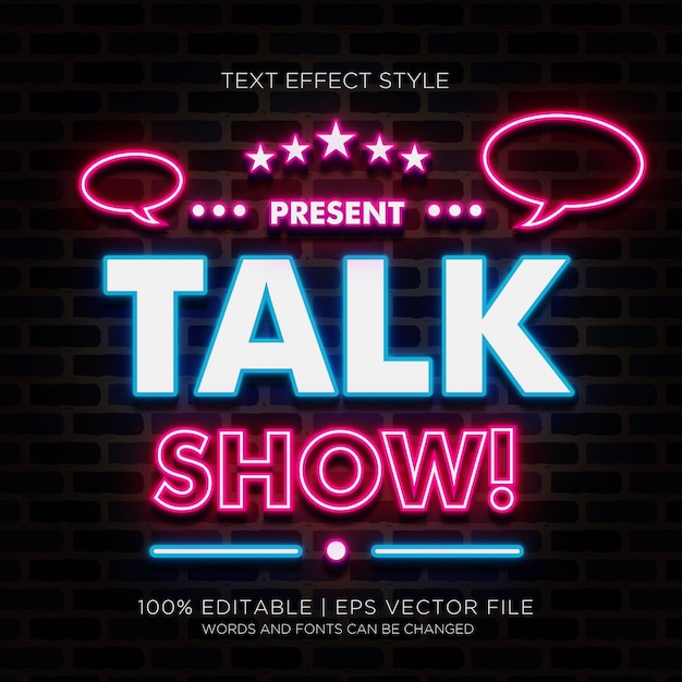 Premium Vector Talk Show Neon Text Effect