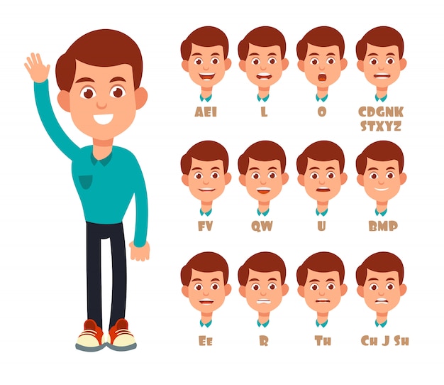 Download Premium Vector | Talking lips sync animation. cartoon speaking mouth and boy portrait isolated