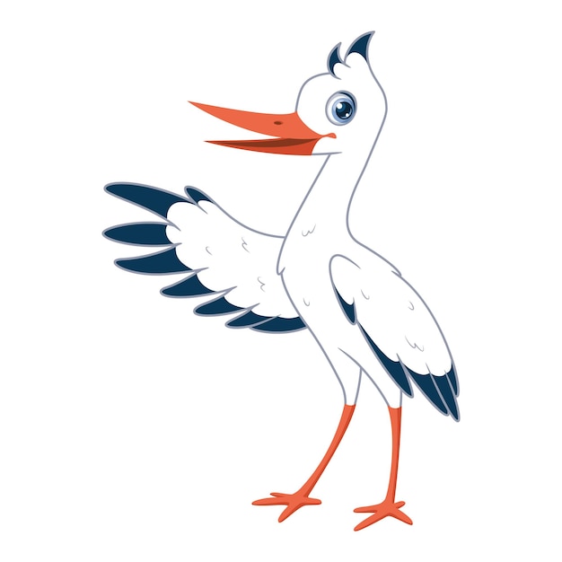 Premium Vector | Talking stork presenting cartoon illustration